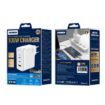Jellico Chargeur secteur C118 GaN PD 100W 2xUSB-C + 1xUSB QC3.0 + câble USB-C - Lightning Blanc