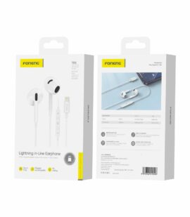 FONENG wired earphones T66 Lightning with microphone 1.2M White