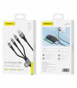 FONENG cable X112 3in1 3A 1.2M Black