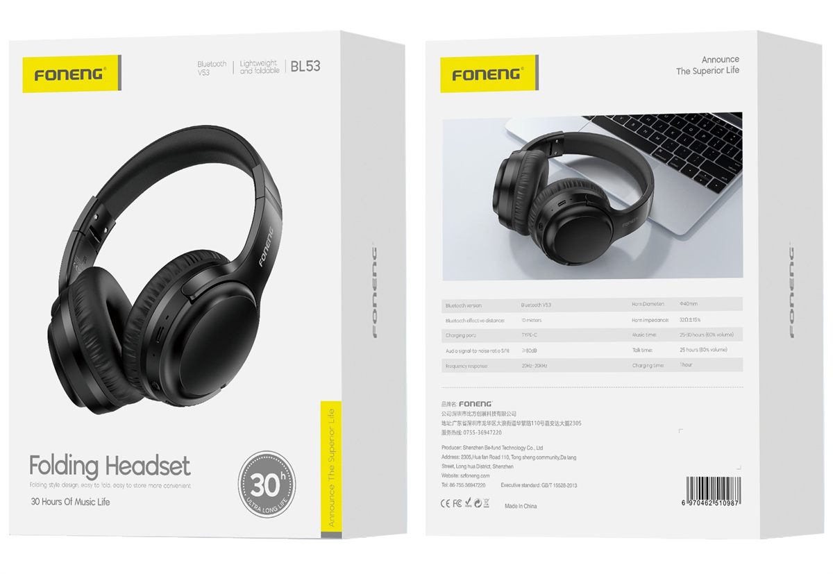 FONENG wireless headphones BL53 Black FONENG wireless headphones BL53 Black