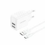 FONENG wall charger EU53 2.4A 12W 2xUSB + cable USB-C White