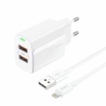 FONENG wall charger EU63 2.4A 12W 2xUSB + cable Lightning White