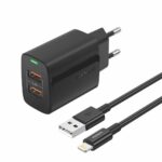 FONENG wall charger EU63 2.4A 12W 2xUSB + cable Lightning Black