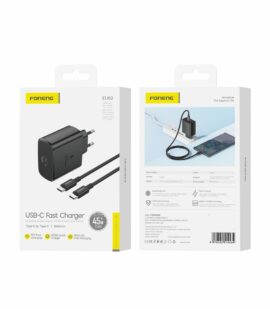 FONENG wall charger EU62 GaN PD 45W 1xUSB-C + cable USB-C - USB-C Black