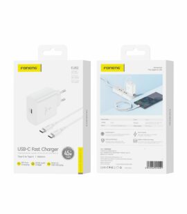 FONENG wall charger EU62 GaN PD 45W 1xUSB-C + cable USB-C - USB-C White