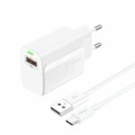FONENG wall charger EU64 18W 1xUSB QC3.0 + cable USB-C White