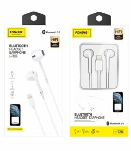 FONENG wired earphones T28 Lightning with microphone 1.2M White