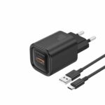 FONENG wall charger EU68 18W 1xUSB QC3.0 + cable USB-C Black
