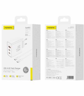 FONENG wall charger Gan50-EU GaN PD 65W 2xUSB-C + 1xUSB QC3.0 + cable USB-C - USB-C White