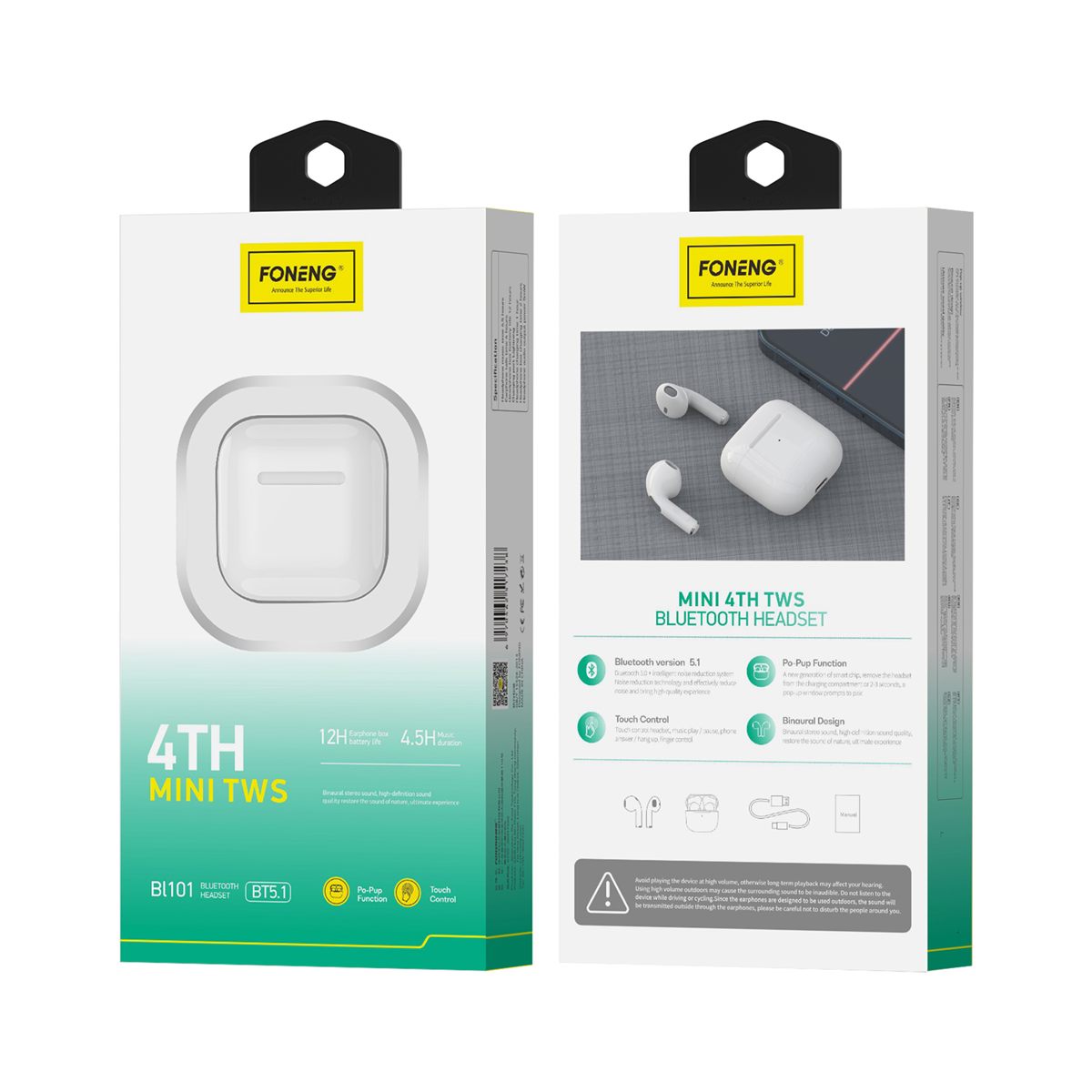 FONENG wireless earphones BL101 Mini White FONENG wireless earphones BL101 Mini White