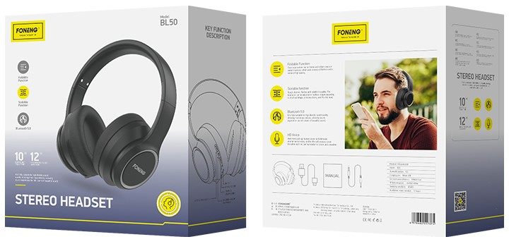 FONENG wireless headphones BL50 Black FONENG wireless headphones BL50 Black