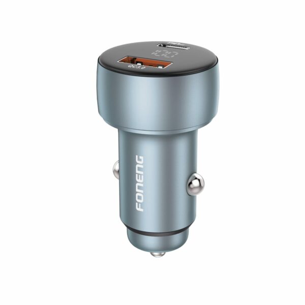 FONENG car charger C18 PD 48W 1xUSB-C + 1xUSB QC3.0 Silver