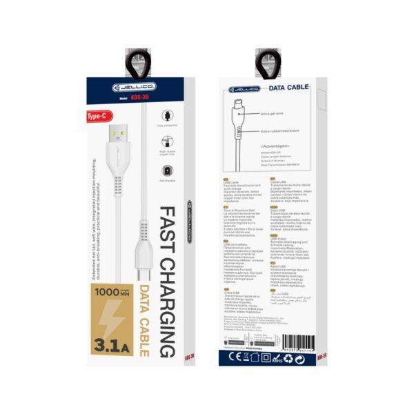 JELLICO cable KDS-30 USB-C 3.1A 1M White