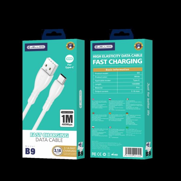JELLICO cable B9 USB-C 3.1A 1M White