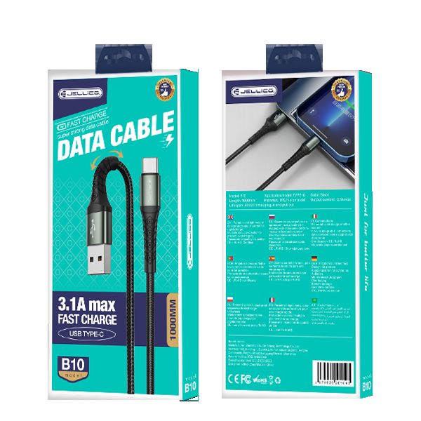 JELLICO cable B10 USB-C 3.1A 1M Black