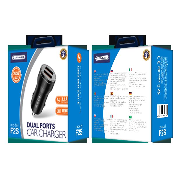 JELLICO car charger F2S 3.1A 18W 2xUSB Black