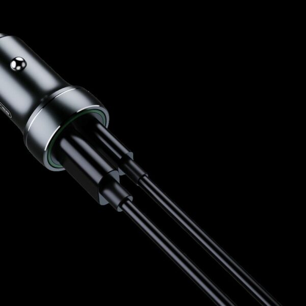 JELLICO car charger F4 PD 20W 1xUSB-C + 1xUSB QC3.0 + cable Lightning Black