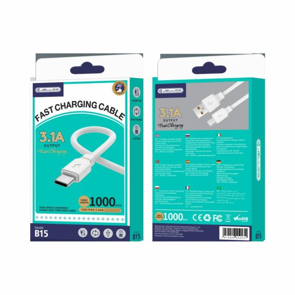 JELLICO cable B15 USB-C 3.1A 1M White
