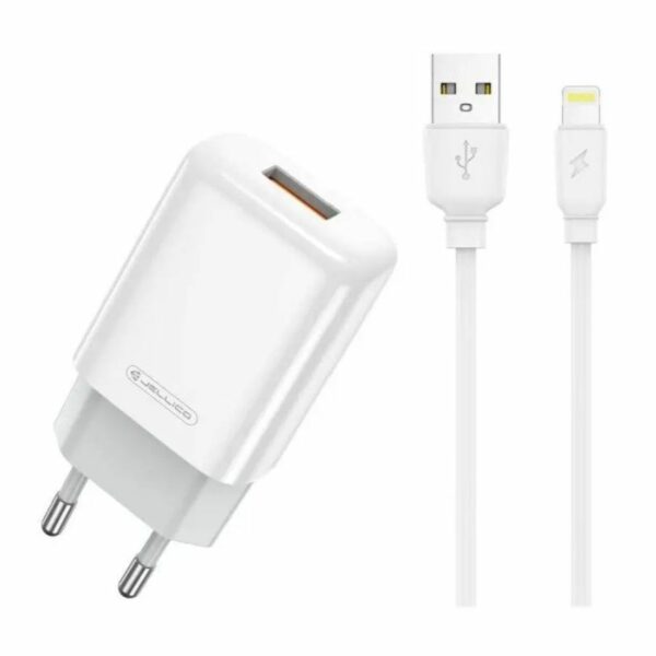 JELLICO wall charger EU01 2.4A 12W 1xUSB + cable Lightning White