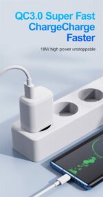 JELLICO wall charger A77 22,5W 1xUSB QC3.0 + cable USB-C White
