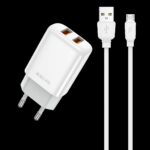 JELLICO wall charger EU02 2.4A 12W 2xUSB + cable Micro White