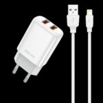 JELLICO wall charger EU02 2.4A 12W 2xUSB + cable Lightning White