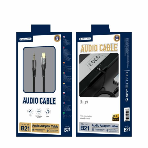 JELLICO cable B21 Lightning - JACK 3.5MM 1.2M Black