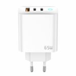JELLICO wall charger EU20 GaN PD 65W 2xUSB-C + 1xUSB QC3.0 White