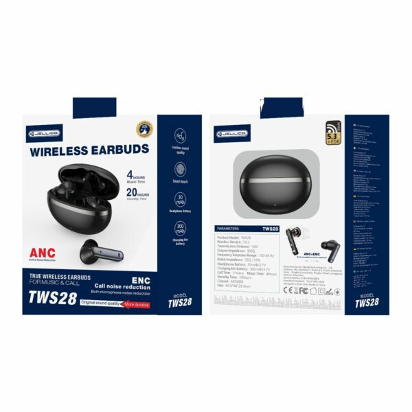 JELLICO wireless earphones (ANC+ENC) TWS28 Black