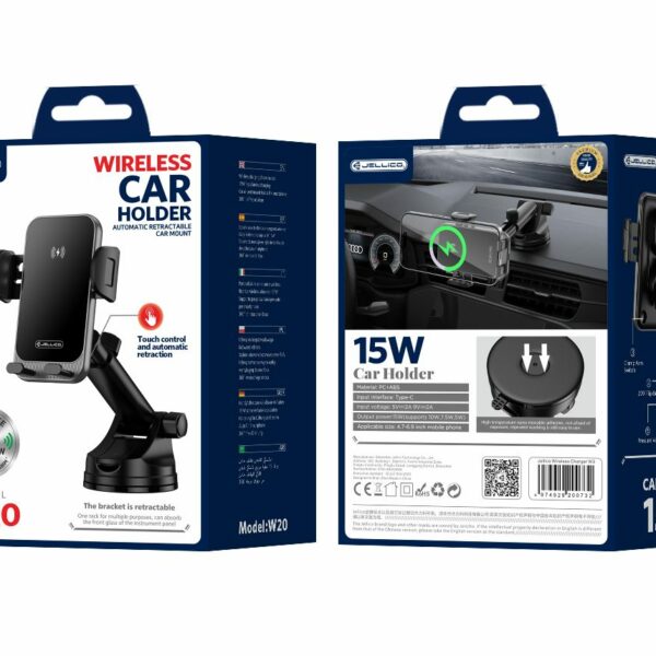 JELLICO car holder with wireless charging W20 15W Black