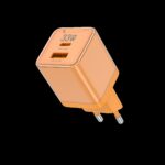 JELLICO wall charger EU55 GaN PD 33W 1xUSB-C + 1xUSB QC3.0 Orange