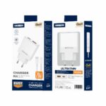 JELLICO wall charger EU57 PD 20W 1xUSB-C + 1xUSB QC3.0 + cable USB-C - Lightning White