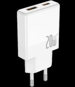 JELLICO wall charger EU57 PD 20W 1xUSB-C + 1xUSB QC3.0 + cable USB-C - Lightning White