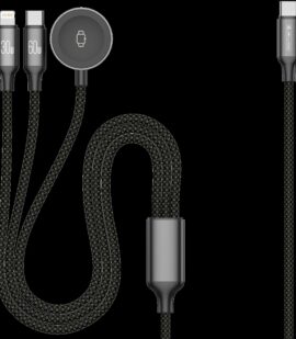 JELLICO kabel B25 3w1 (Apple Watch) 3.1A 1.2M Czarny
