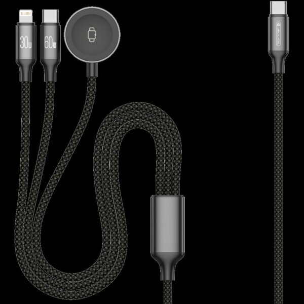 JELLICO kabel B25 3w1 (Apple Watch) 3.1A 1.2M Czarny