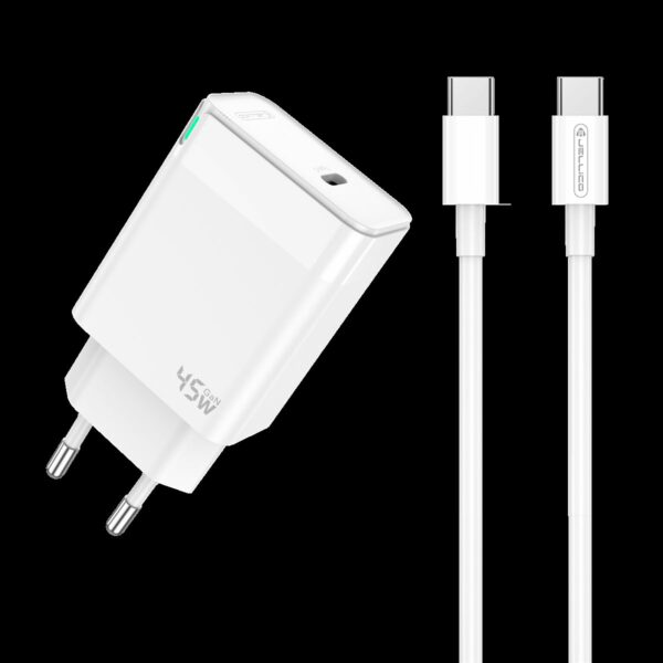 JELLICO wall charger C105 GaN PD 45W 1xUSB-C + cable USB-C - USB-C White