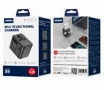 JELLICO universal travel adapter S9 PD 2xUSB-C + 1xUSB 3.4A Max 2500W Black