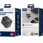 JELLICO universal travel adapter S9 PD 2xUSB-C + 1xUSB 3.4A Max 2500W Black