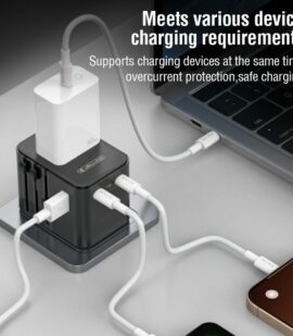 JELLICO universal travel adapter S9 PD 2xUSB-C + 1xUSB 3.4A Max 2500W Black