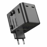 JELLICO universal travel adapter S9 PD 2xUSB-C + 1xUSB 3.4A Max 2500W Black