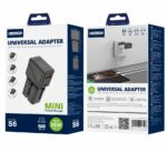 JELLICO universal travel adapter S6 PD 25W 1xUSB-C + 1xUSB QC3.0 Black