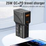JELLICO universal travel adapter S6 PD 25W 1xUSB-C + 1xUSB QC3.0 Black