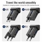 JELLICO universal travel adapter S6 PD 25W 1xUSB-C + 1xUSB QC3.0 Black