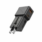 JELLICO universal travel adapter S6 PD 25W 1xUSB-C + 1xUSB QC3.0 Black