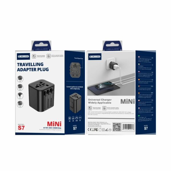 JELLICO universal travel adapter S7 Max 2500W Black