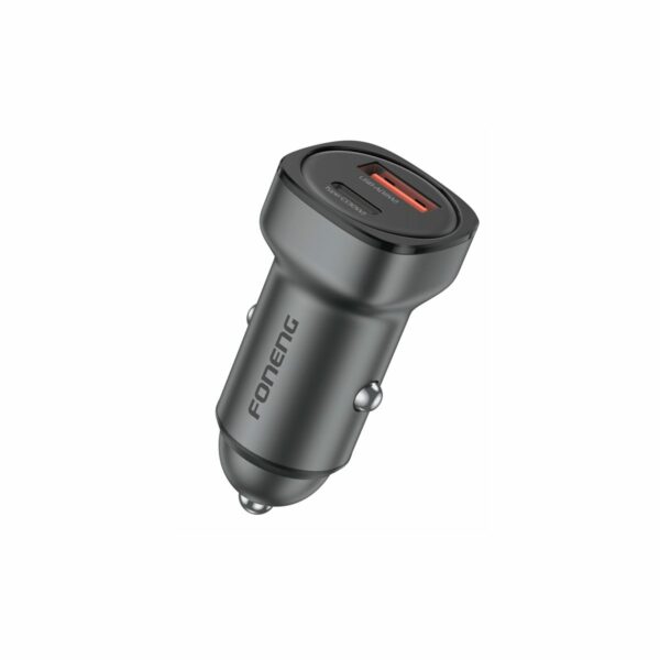 FONENG car charger C23 PD 30W 1xUSB-C + 1xUSB QC3.0 Black