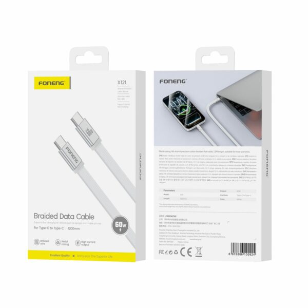 FONENG cable X121 USB-C - USB-C PD 60W 1.2M White