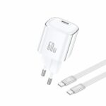 FONENG wall charger MAX40-EU GaN PD 60W 1xUSB-C + cable USB-C - USB-C White