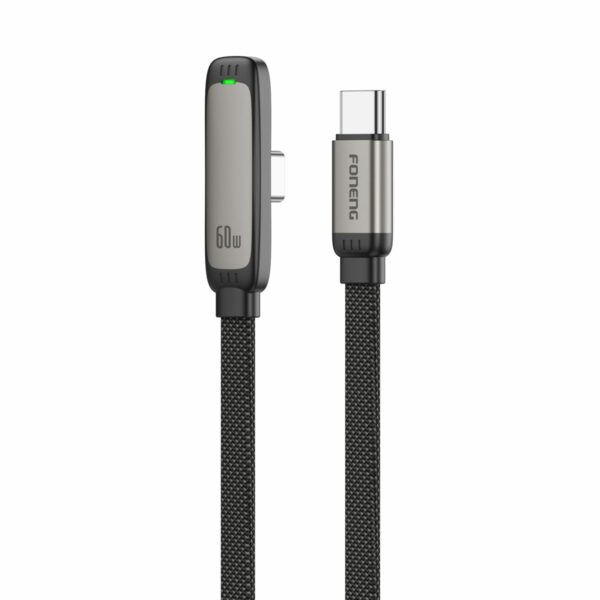 FONENG cable 90° elbow X127 USB-C - USB-C PD 60W 1.2M Black