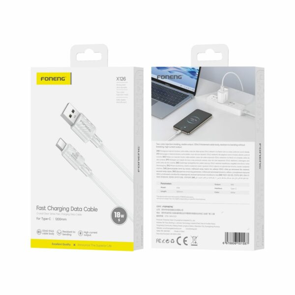 FONENG cable X126 USB-C 3A 1.2M White
